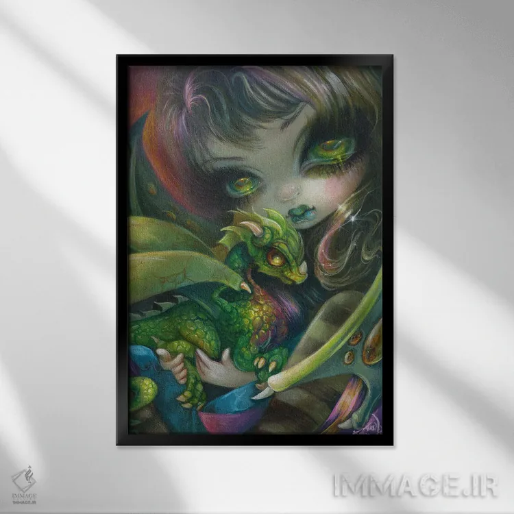 تابلو دکوراتیو اژدهای کوچک عزیز اثر جزمین بکت-گریفیت - نمای قابدار مشکی