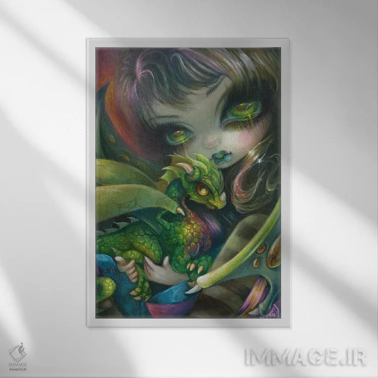 تابلو دکوراتیو اژدهای کوچک عزیز اثر جزمین بکت-گریفیت - نمای قابدار سفید