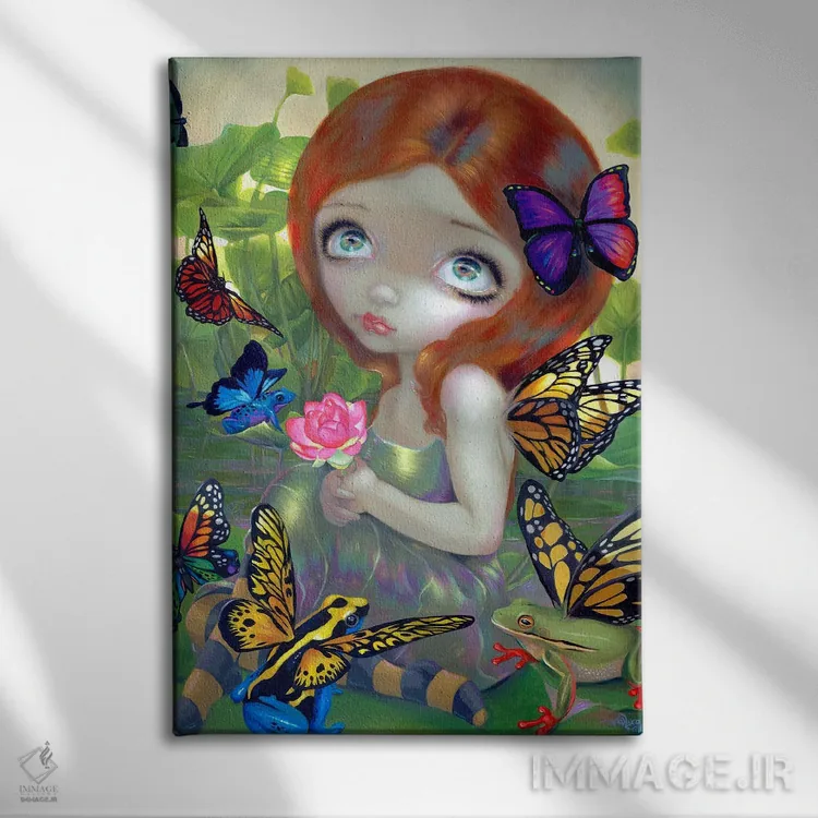 تابلو دکوراتیو خیالات روزانه و قورباغه ها اثر جزمین بکت-گریفیت - نمای روبهرو روی دیوار