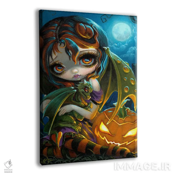 تابلو دکوراتیو اژدهای کوچک هالووین اثر جزمین بکت-گریفیت - نمای پرسپکتیو محصول