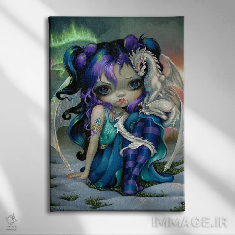 تابلو دکوراتیو اژدهای کوچک یخی اثر جزمین بکت-گریفیت - نمای روبهرو روی دیوار