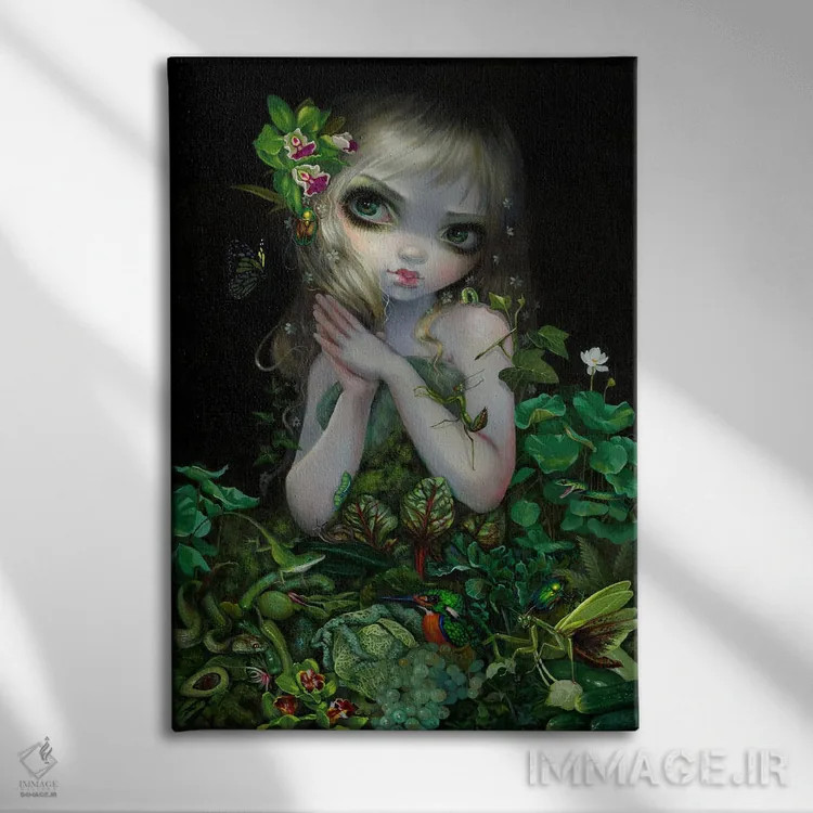 تابلو دکوراتیو الهه سبز اثر جزمین بکت-گریفیت - نمای روبهرو روی دیوار