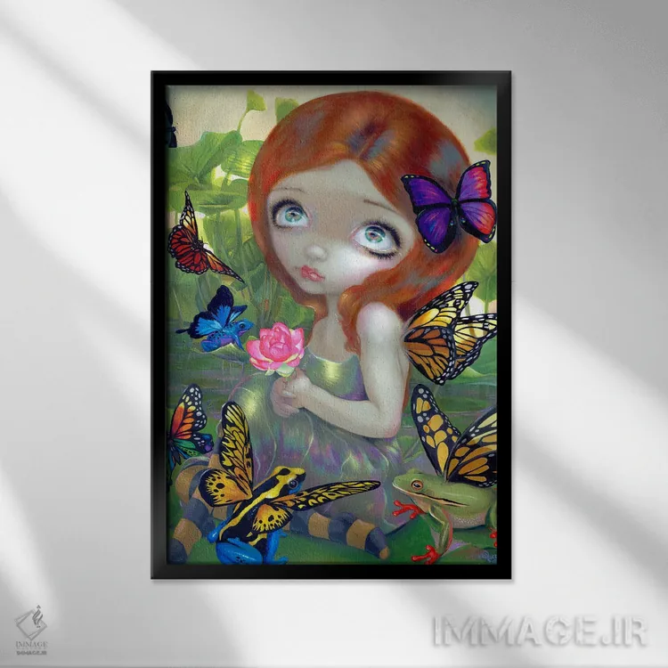 تابلو دکوراتیو خیالات روزانه و قورباغه ها اثر جزمین بکت-گریفیت - نمای قابدار مشکی