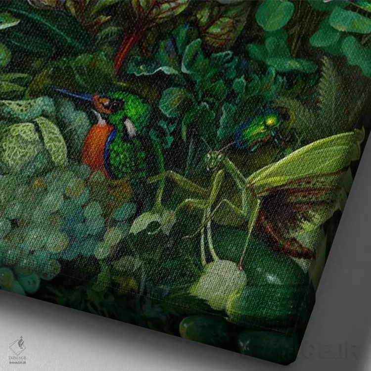 تابلو دکوراتیو الهه سبز اثر جزمین بکت-گریفیت - نمای نزدیک بافت بوم