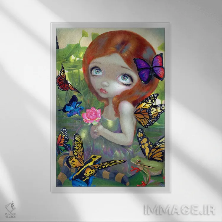 تابلو دکوراتیو خیالات روزانه و قورباغه ها اثر جزمین بکت-گریفیت - نمای قابدار سفید