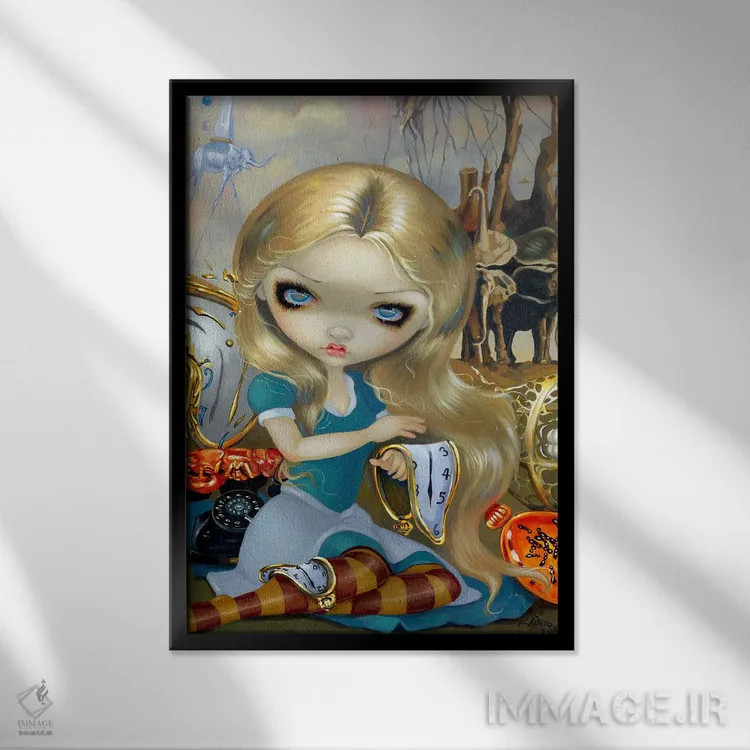 تابلو دکوراتیو آلیس در رویای دالی اثر جزمین بکت-گریفیت - نمای قابدار مشکی