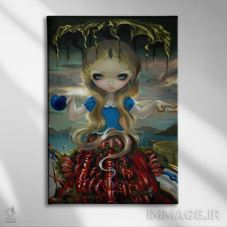 تابلو دکوراتیو آلیس با لباس دالی اثر جزمین بکت-گریفیت - نمای روبهرو روی دیوار