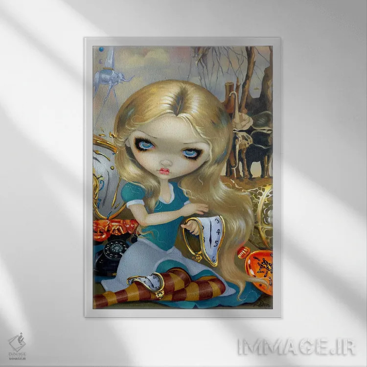 تابلو دکوراتیو آلیس در رویای دالی اثر جزمین بکت-گریفیت - نمای قابدار سفید