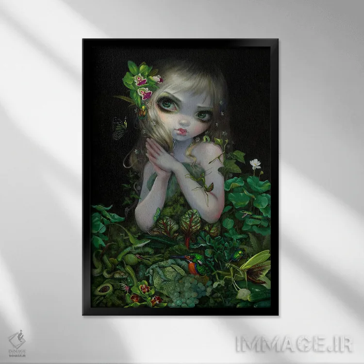 تابلو دکوراتیو الهه سبز اثر جزمین بکت-گریفیت - نمای قابدار مشکی