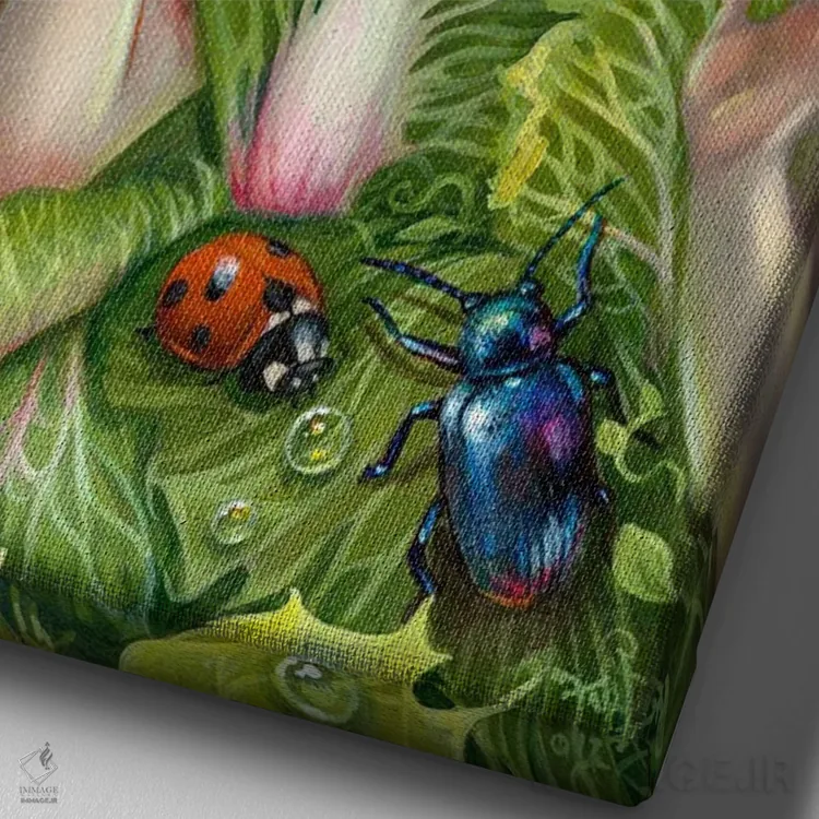 تابلو دکوراتیو حشره خانه اثر جزمین بکت-گریفیت - نمای نزدیک بافت بوم