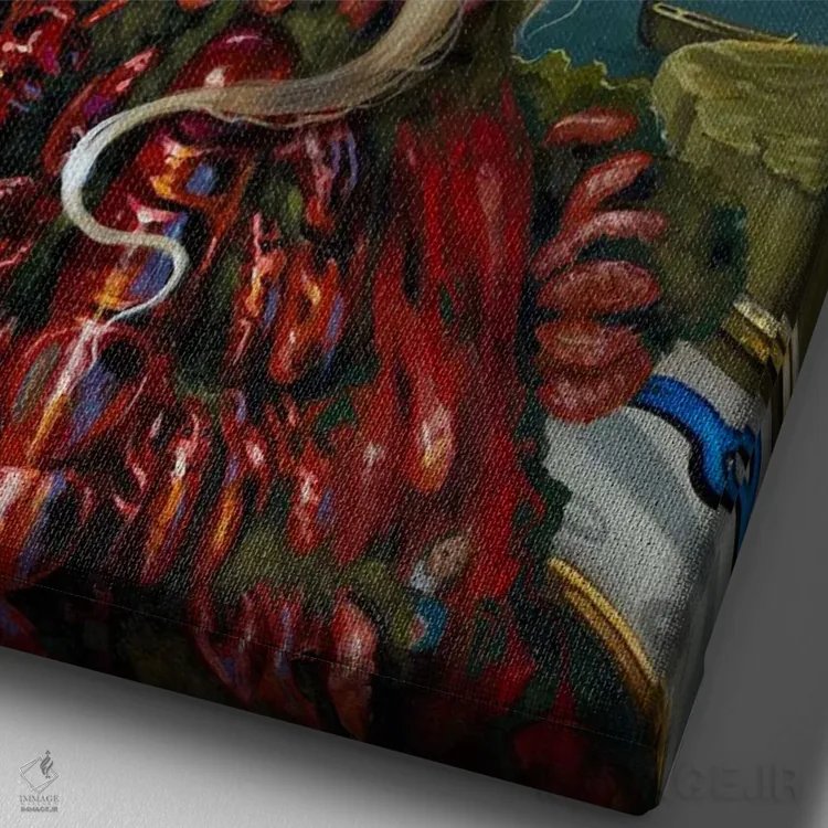 تابلو دکوراتیو آلیس با لباس دالی اثر جزمین بکت-گریفیت - نمای نزدیک بافت بوم