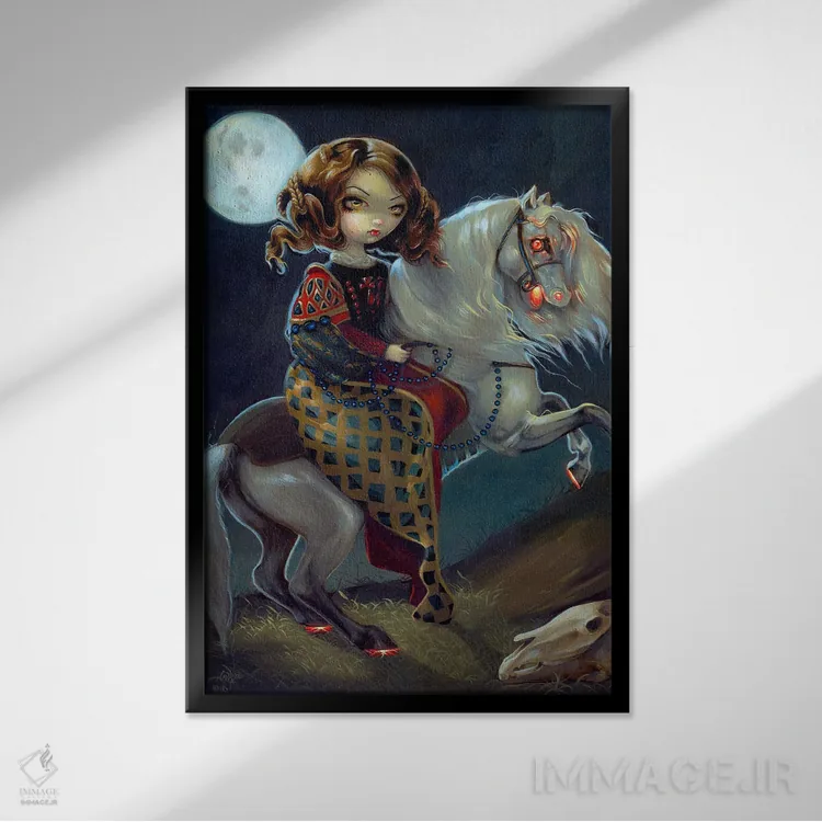 تابلو دکوراتیو خون آشام ها شب هنگام سواره اثر جزمین بکت-گریفیت - نمای قابدار مشکی