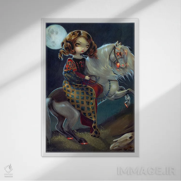 تابلو دکوراتیو خون آشام ها شب هنگام سواره اثر جزمین بکت-گریفیت - نمای قابدار سفید