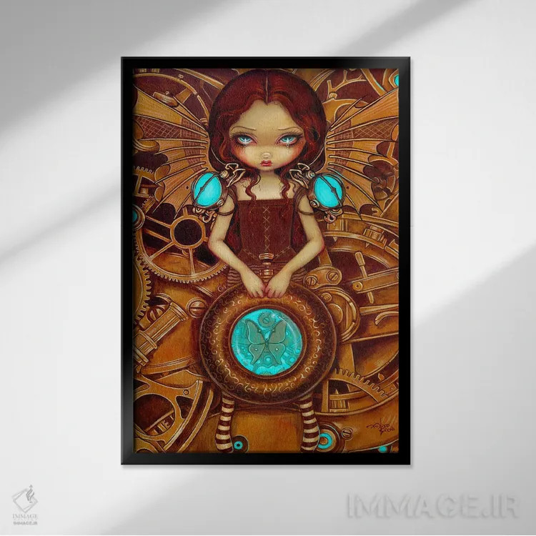 تابلو دکوراتیو فرشته مکانیکی اثر جزمین بکت-گریفیت - نمای قابدار مشکی