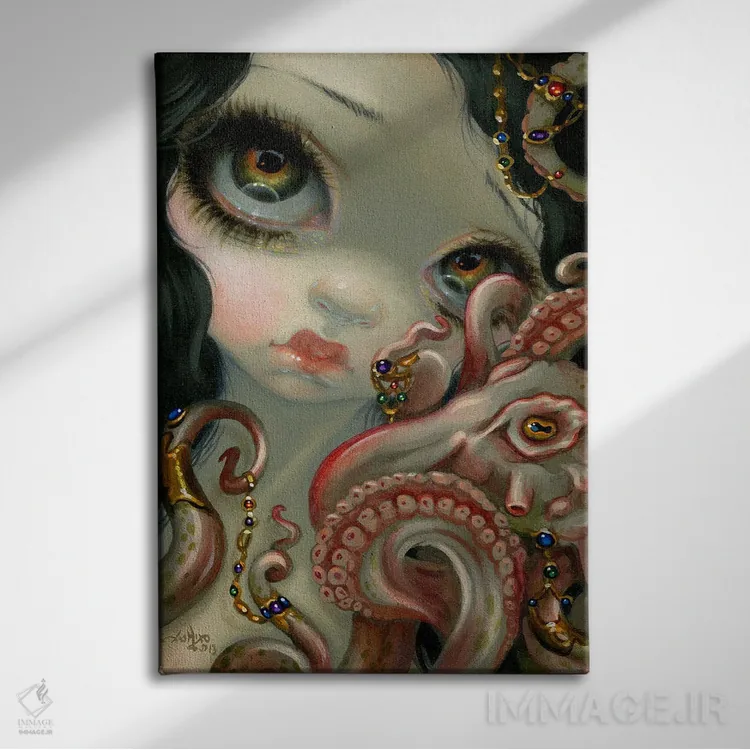 تابلو دکوراتیو اختاپوس جواهرنشان اثر جزمین بکت-گریفیت - نمای روبهرو روی دیوار