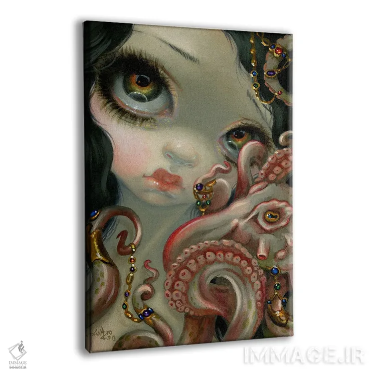 تابلو دکوراتیو اختاپوس جواهرنشان اثر جزمین بکت-گریفیت - نمای پرسپکتیو محصول