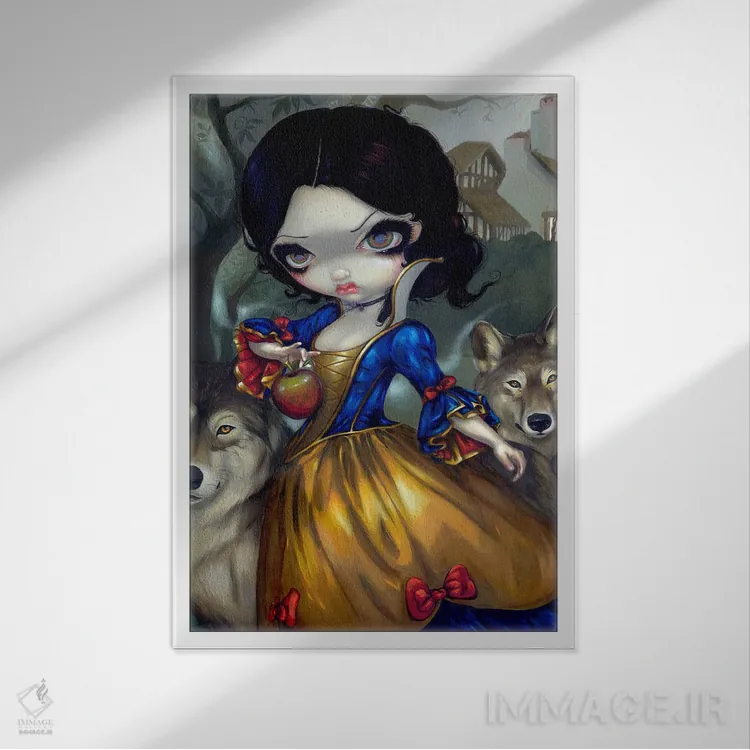 تابلو دکوراتیو گرگ نما سفیدبرفی اثر جزمین بکت-گریفیت - نمای قابدار سفید