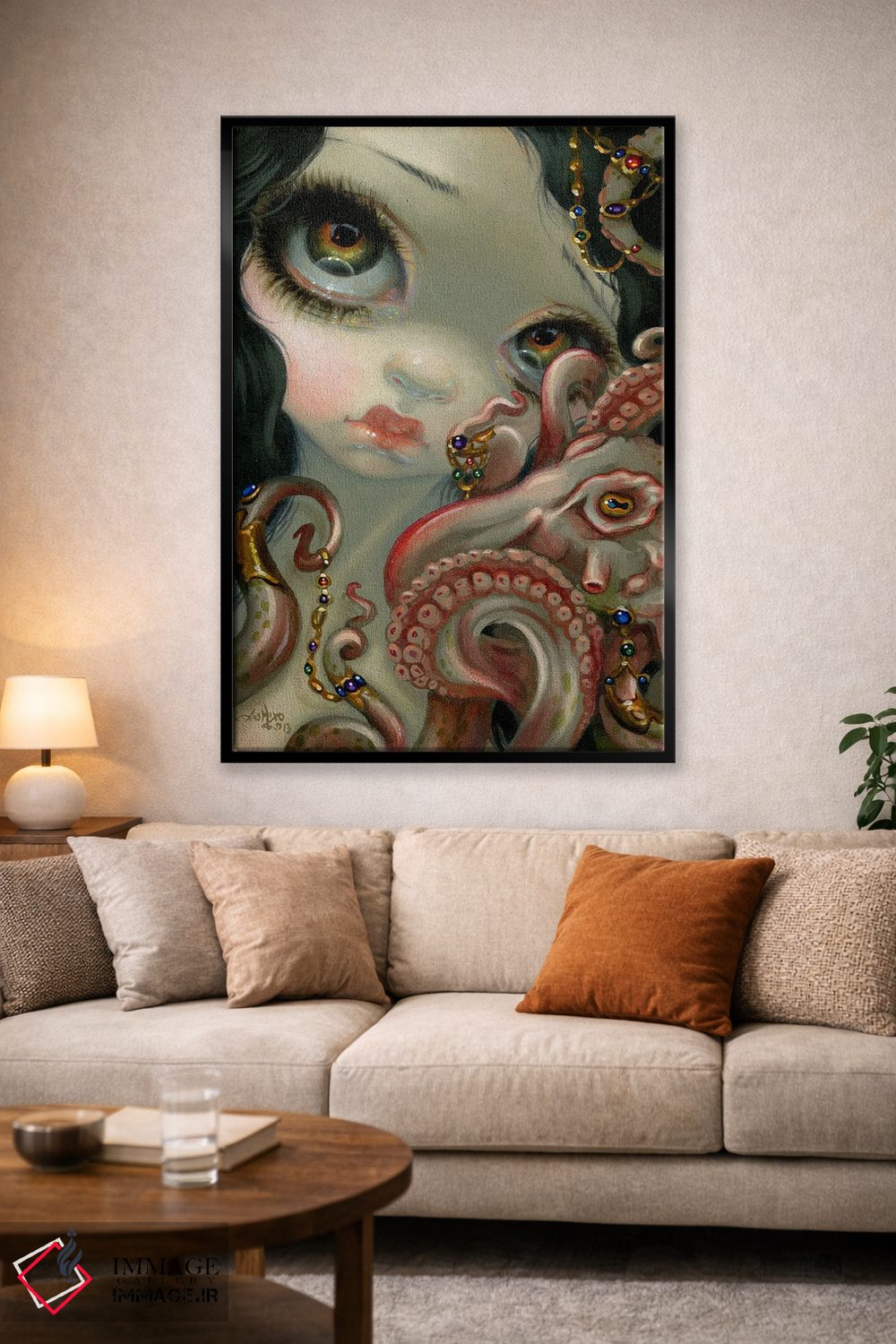 تابلو دکوراتیو اختاپوس جواهرنشان اثر جزمین بکت-گریفیت - D1B