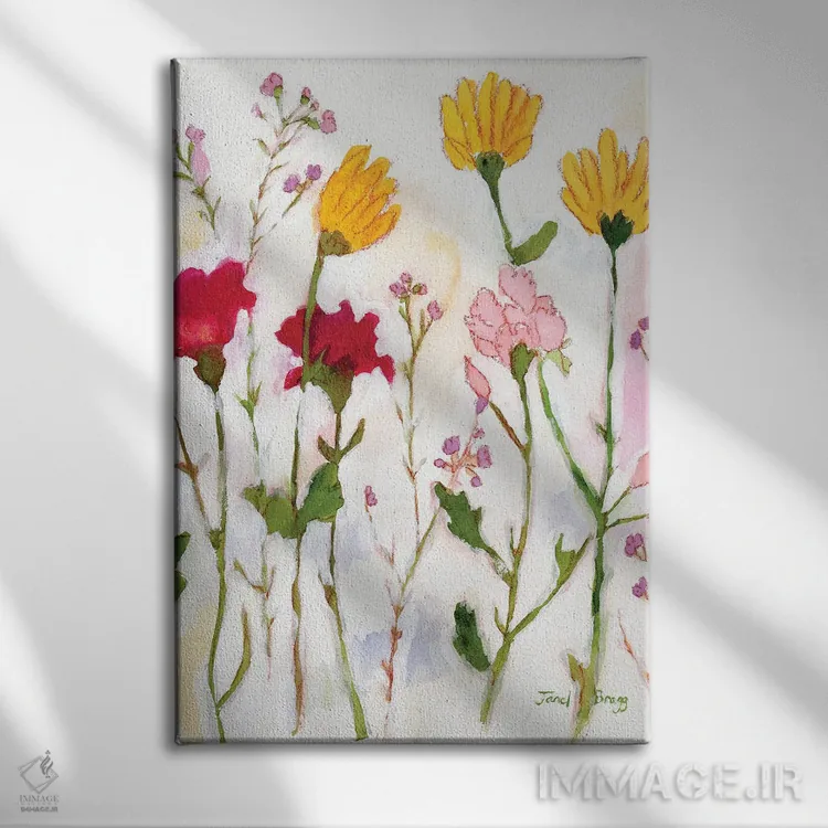 تابلو مینیمال گل ها از شیلی اثر جنل براگ - نمای روبهرو روی دیوار