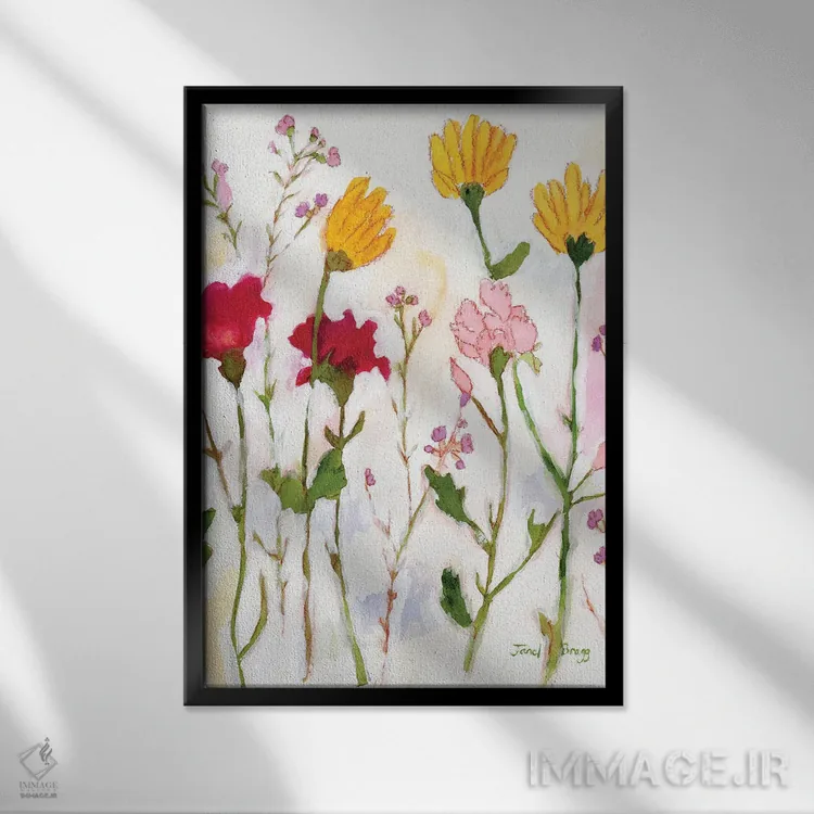 تابلو مینیمال گل ها از شیلی اثر جنل براگ - نمای قابدار مشکی