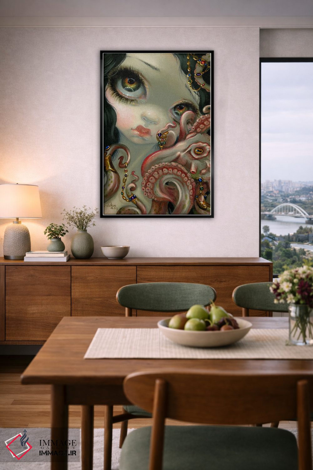 تابلو دکوراتیو اختاپوس جواهرنشان اثر جزمین بکت-گریفیت - D6B