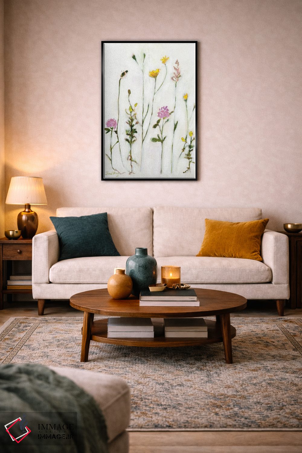 تابلو مینیمال بابونه، شبدر و قاصدک اثر جنل براگ - D5B