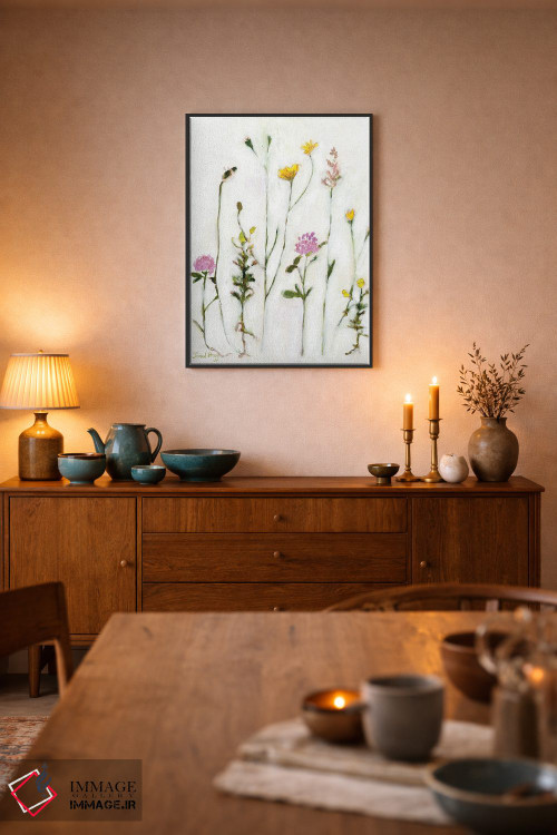 تابلو مینیمال بابونه، شبدر و قاصدک اثر جنل براگ - D6B