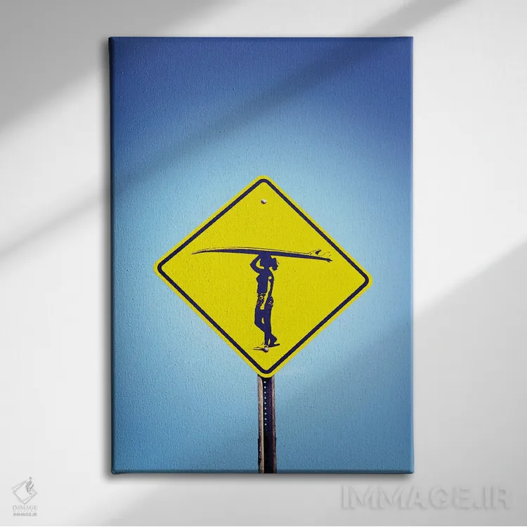 تابلو دکوراتیو دختر موج سوار به موج سواری ادامه بده اثر جوزف اس. جیاکالونه - نمای روبهرو روی دیوار