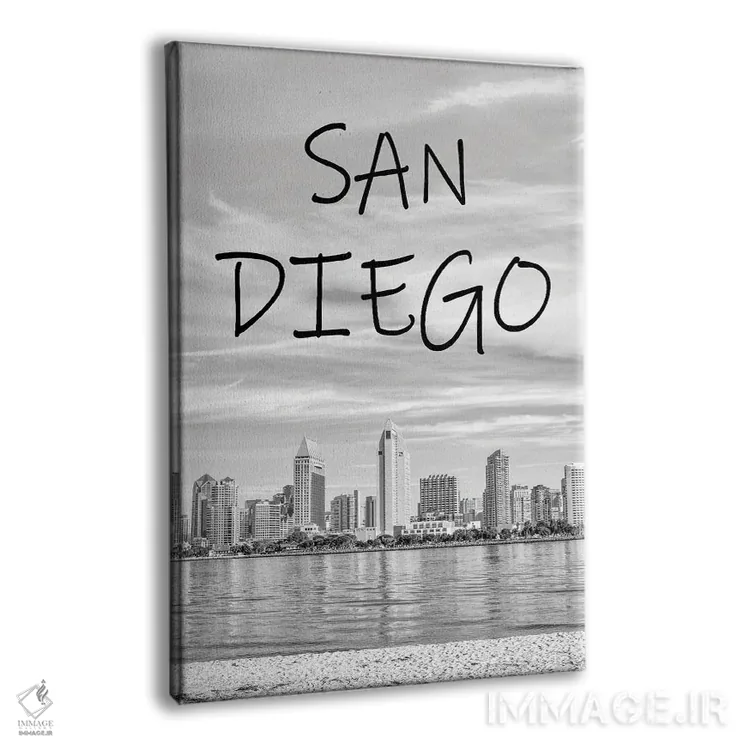 تابلو دکوراتیو San Diego Skyline,سیاه و سفید کلاسیک، خط افق سن دیگو اثر جوزف اس. جیاکالونه - نمای پرسپکتیو محصول