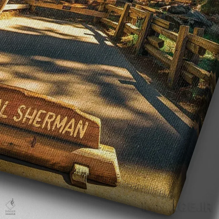 تابلو دکوراتیو ژنرال شرمن اثر جوزف اس. جیاکالونه - نمای نزدیک بافت بوم