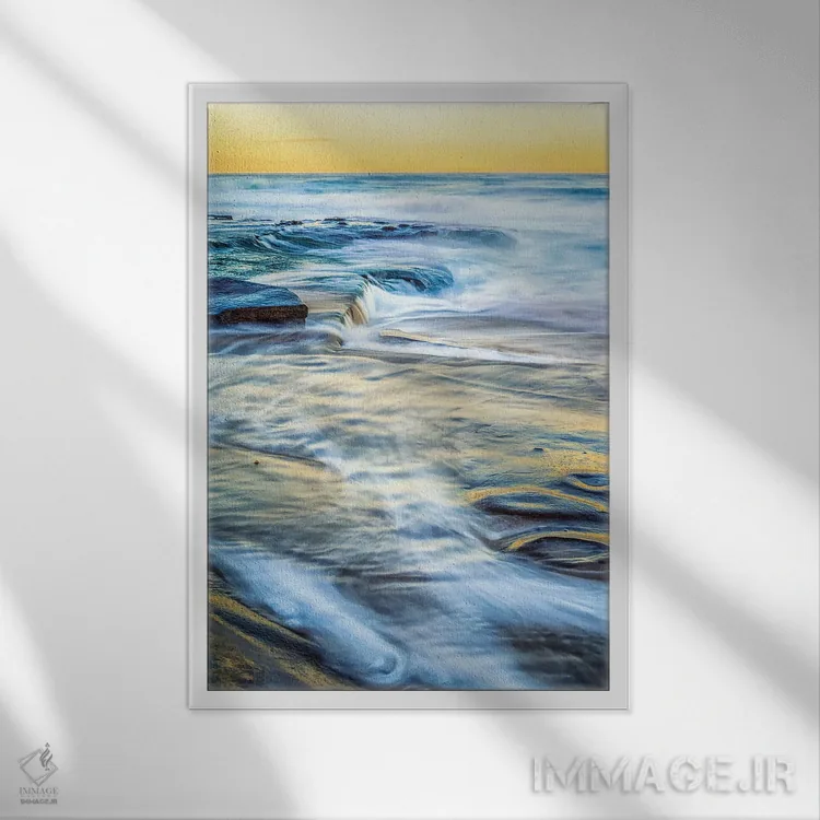 تابلو دکوراتیو صخره مرجانی هنگام طلوع اثر جوزف اس. جیاکالونه - نمای قابدار سفید