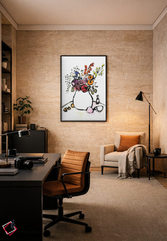 تابلو مینیمال دسته گل روز شنبه اثر جنل براگ - D6B
