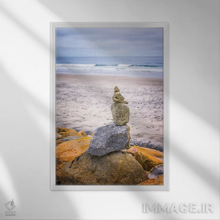 تابلو دکوراتیو Torrey Pines State Beach,چیدمان زن، ساحل تورری پاینز اثر جوزف اس. جیاکالونه - نمای قابدار سفید