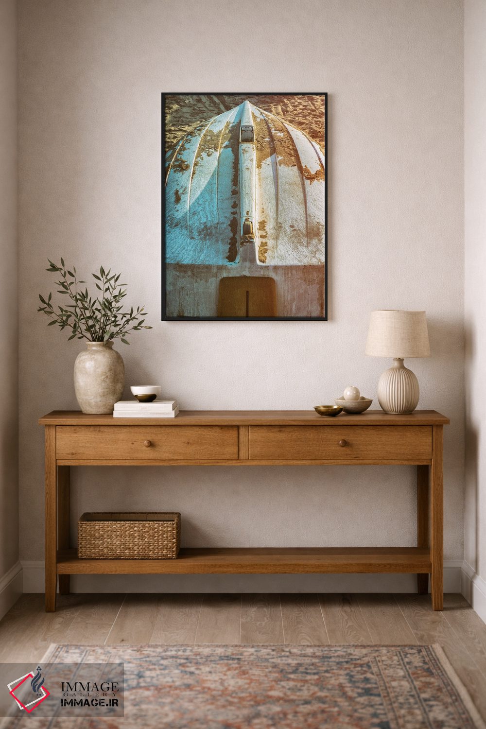 تابلو دکوراتیو قایق پارویی بر ساحل، حال و هوای قدیمی اثر جوزف اس. جیاکالونه - D1B