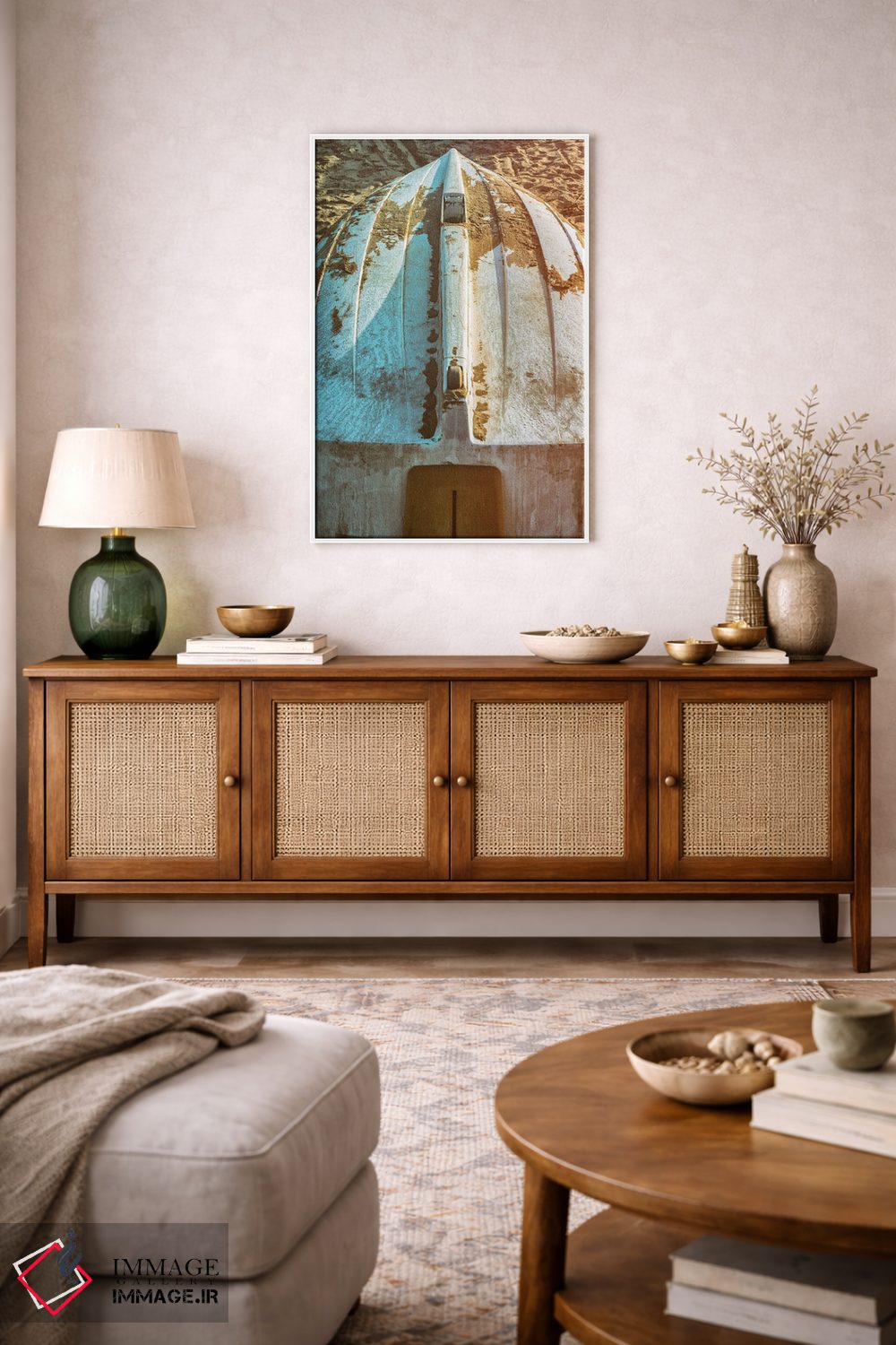 تابلو دکوراتیو قایق پارویی بر ساحل، حال و هوای قدیمی اثر جوزف اس. جیاکالونه - D3W