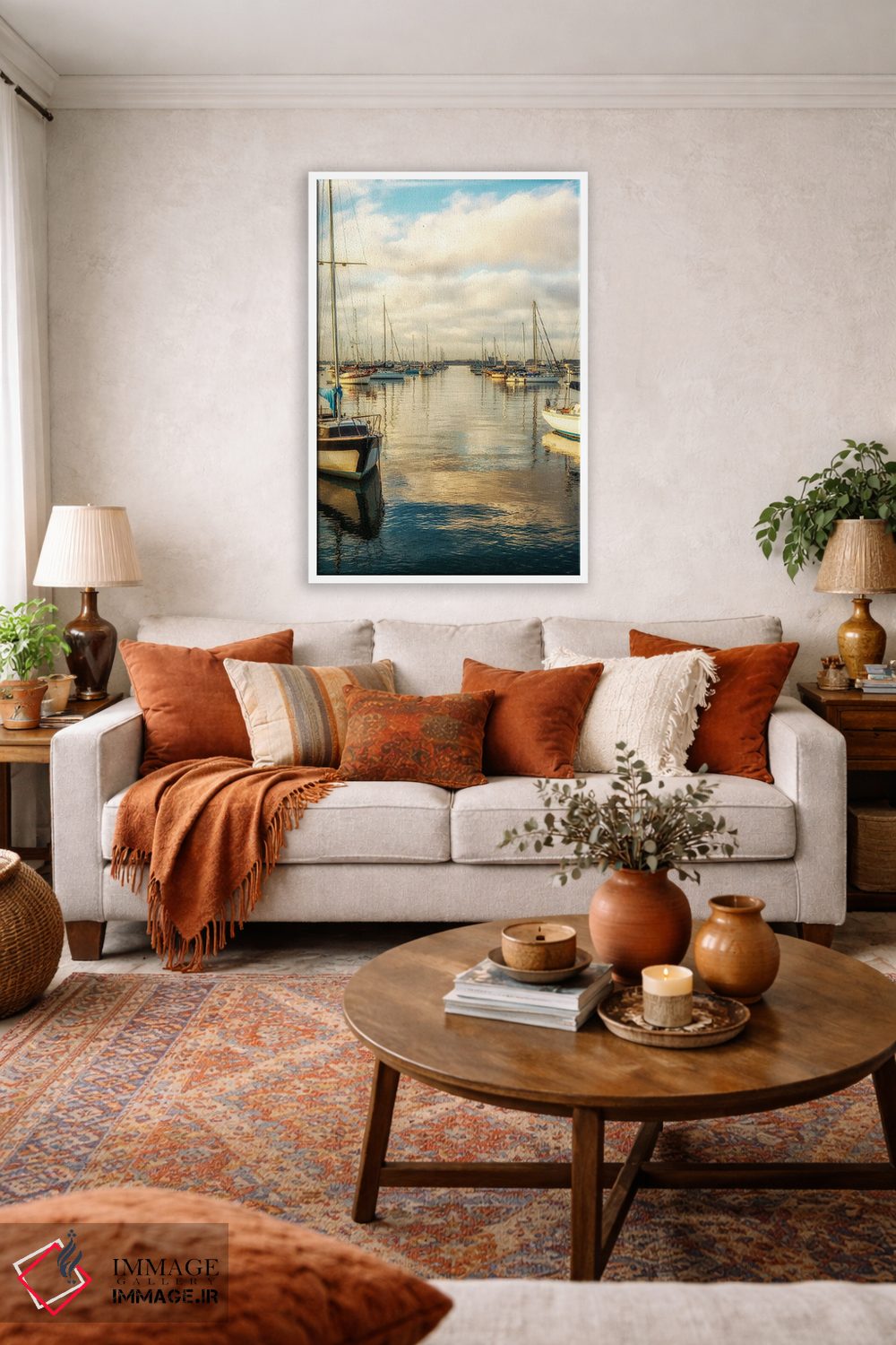 تابلو دکوراتیو San Diego Harbor,صبح با رنگ مسی، بندر سن دیگو اثر جوزف اس. جیاکالونه - D2W