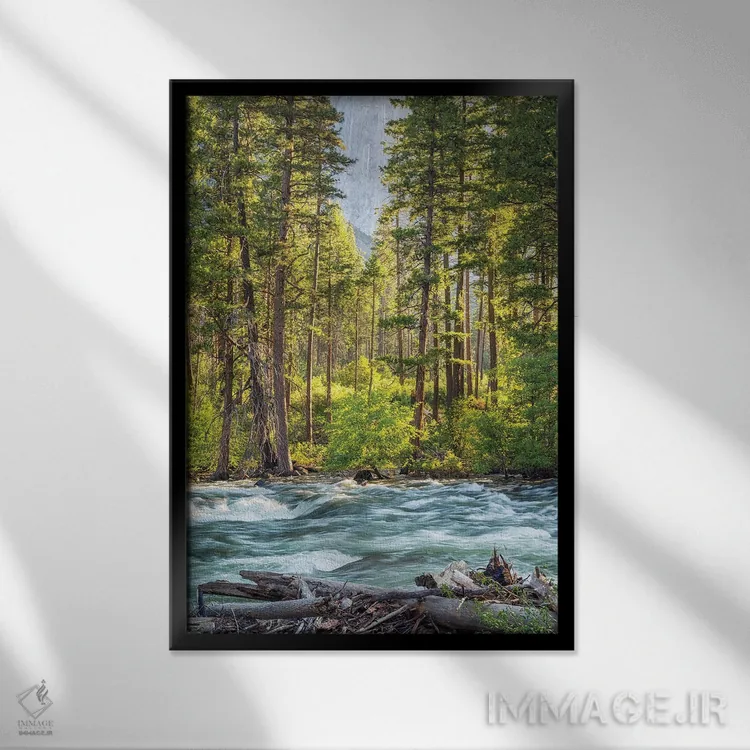 تابلو دکوراتیو زیبایی کنار رودخانه مرسد اثر جوزف اس. جیاکالونه - نمای قابدار مشکی