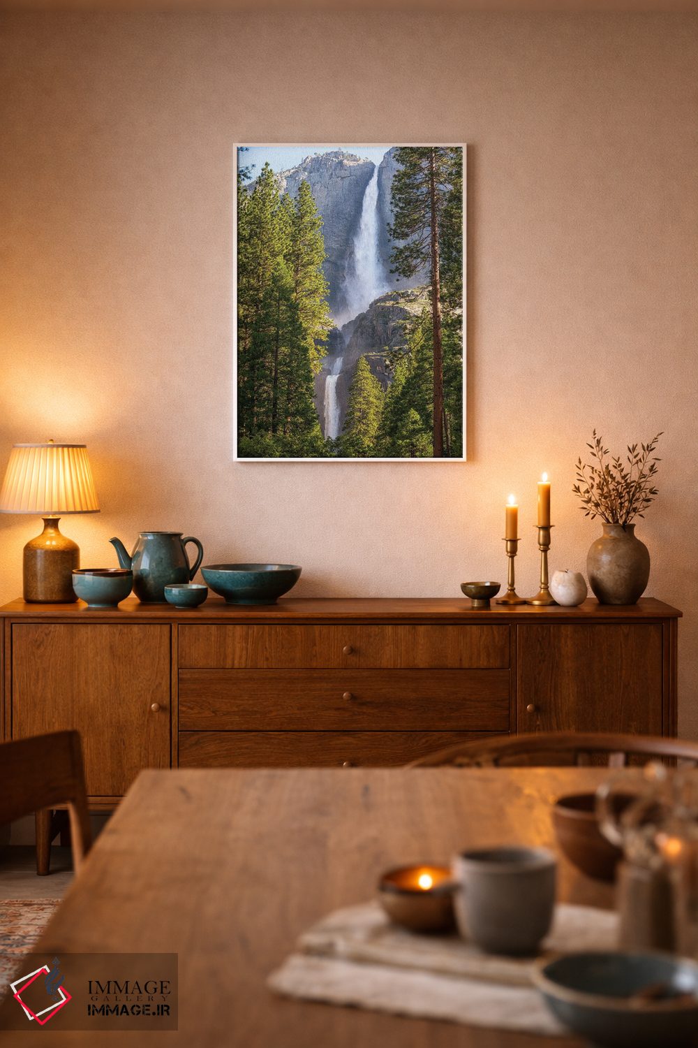 تابلو دکوراتیو آبشارهای بالایی و پایینی یوسمیتی اثر جوزف اس. جیاکالونه - D6W