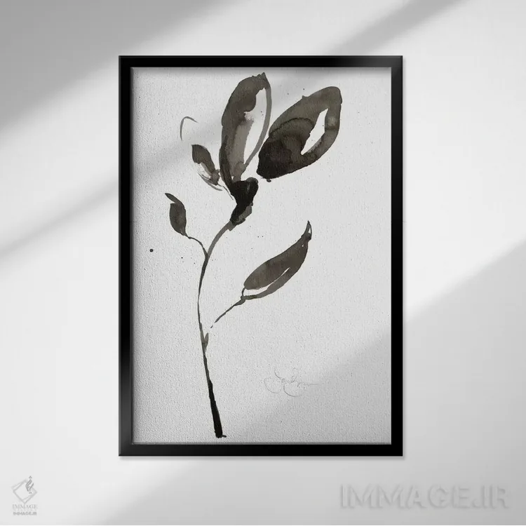 تابلو دکوراتیو نقاشی سومیه تک نفره یک اثر جنیفر گلدبرگر - نمای قابدار مشکی