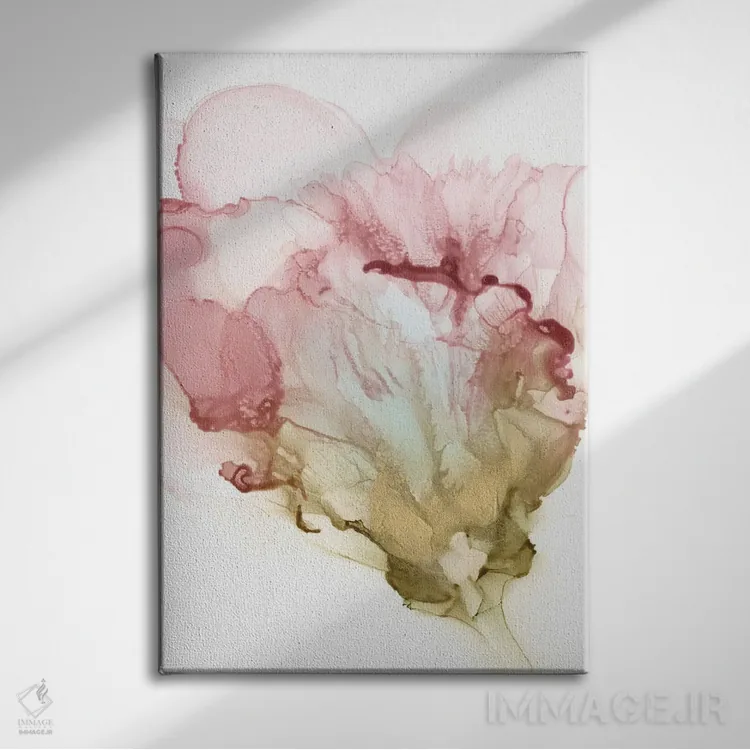 تابلو مدرن صورتی شکوفه دار I اثر جنیفر گلدبرگر - نمای روبهرو روی دیوار