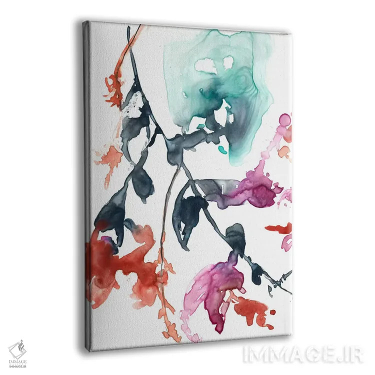 تابلو انتزاعی فوشیا آویزان I اثر جنیفر گلدبرگر - نمای پرسپکتیو محصول