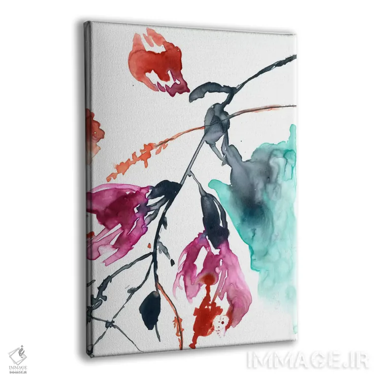 تابلو انتزاعی فوشیا آویزان II اثر جنیفر گلدبرگر - نمای پرسپکتیو محصول