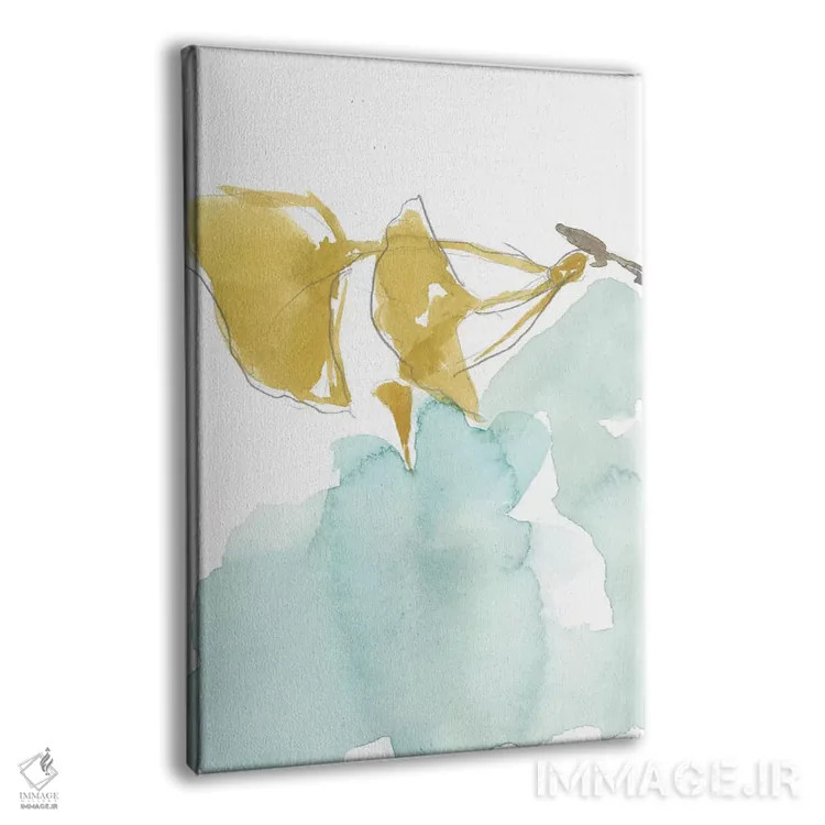 تابلو مدرن جینکو روی آبی خاک آلود I اثر جنیفر گلدبرگر - نمای پرسپکتیو محصول