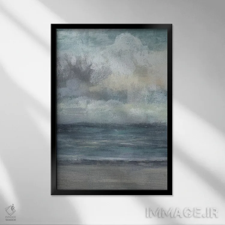 تابلو انتزاعی طلوع در ساحل II اثر جنیفر گلدبرگر - نمای قابدار مشکی