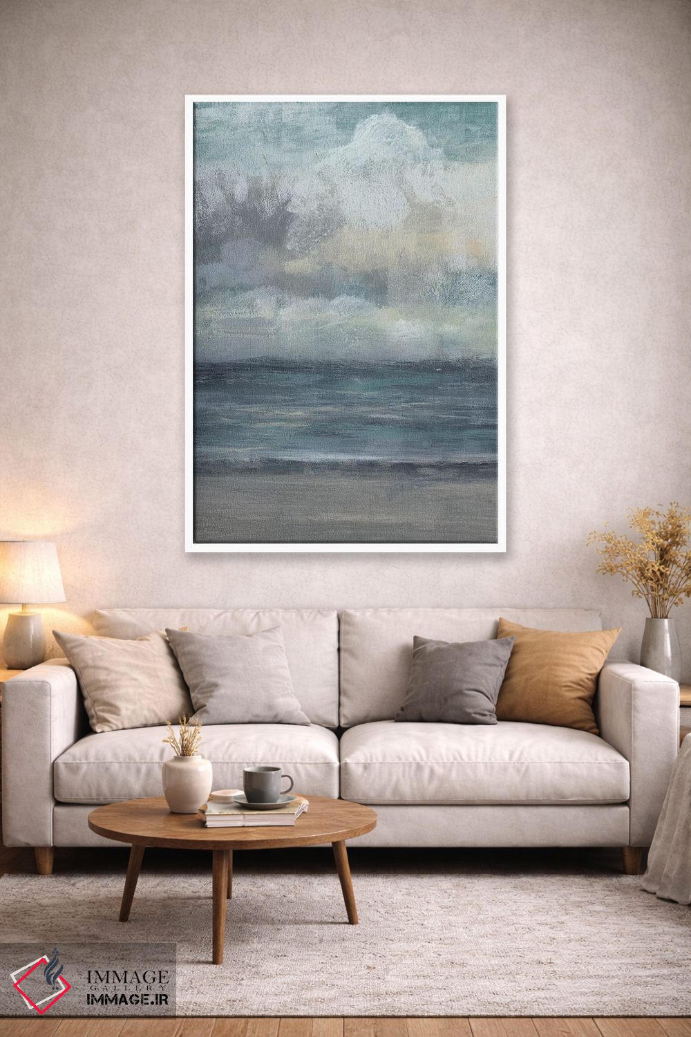 تابلو انتزاعی طلوع در ساحل II اثر جنیفر گلدبرگر - D1W