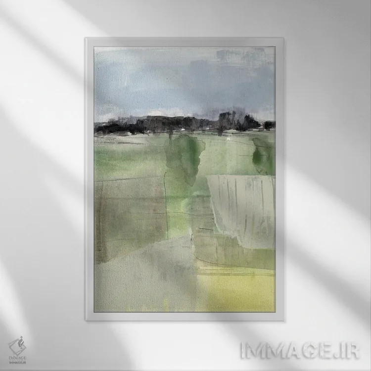 تابلو مینیمال مزرعه مریم گلی II اثر جنیفر گلدبرگر - نمای قابدار سفید