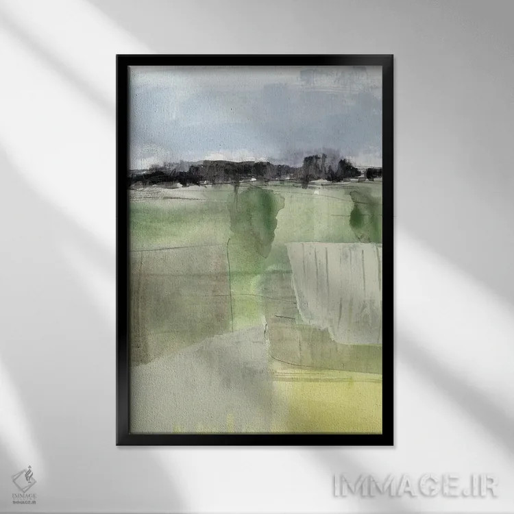 تابلو مینیمال مزرعه مریم گلی II اثر جنیفر گلدبرگر - نمای قابدار مشکی