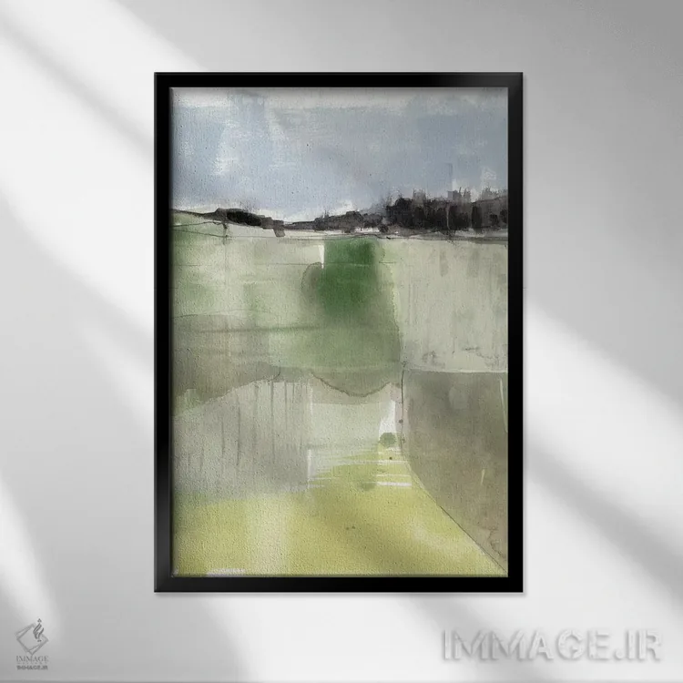 تابلو مینیمال مزرعه مریم گلی I اثر جنیفر گلدبرگر - نمای قابدار مشکی