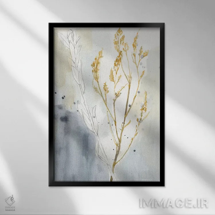 تابلو انتزاعی علف وحشی I اثر جنیفر گلدبرگر - نمای قابدار مشکی