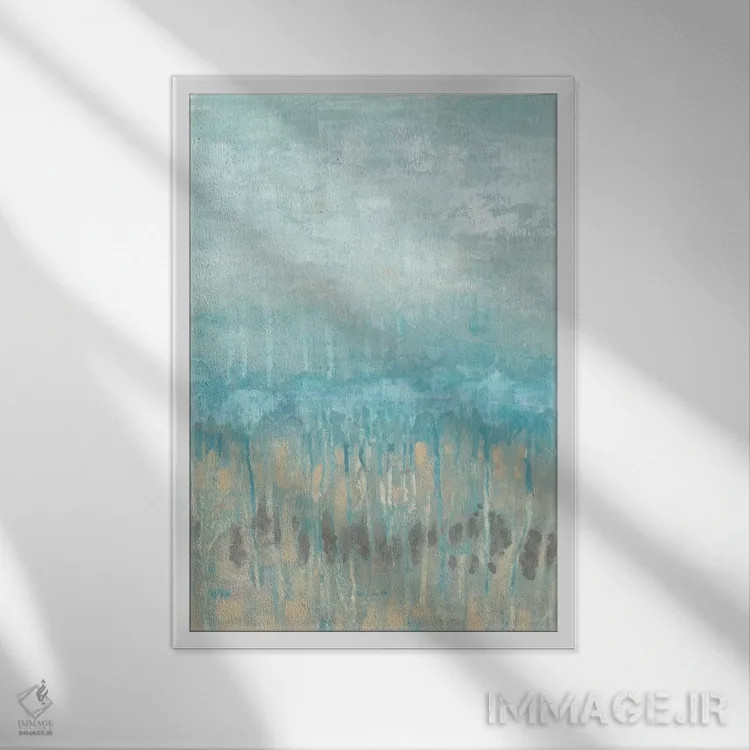 تابلو انتزاعی انتزاع خط ساحلی I اثر جنیفر گلدبرگر - نمای قابدار سفید